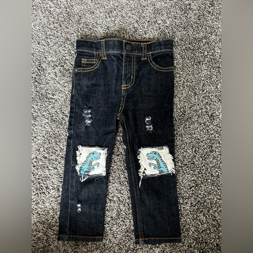 OshKosh B'gosh Dark Blue Jeans with Dinosaur Patches